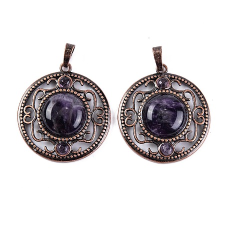 Natural Amethyst Pendants G-Q158-03-04-1
