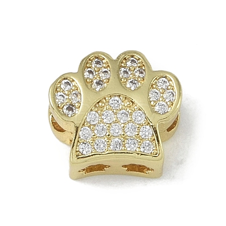 Rack Plating Brass Micro Pave Clear Cubic Zirconia Beads KK-A220-03G-1