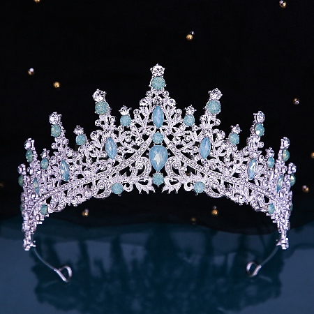 Alloy Rhinestone Crown Hair Bands for Woman Girls PW-WGB2F57-10-1