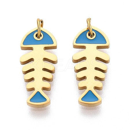 304 Stainless Steel Enamel Pendants STAS-N115-02B-G-1