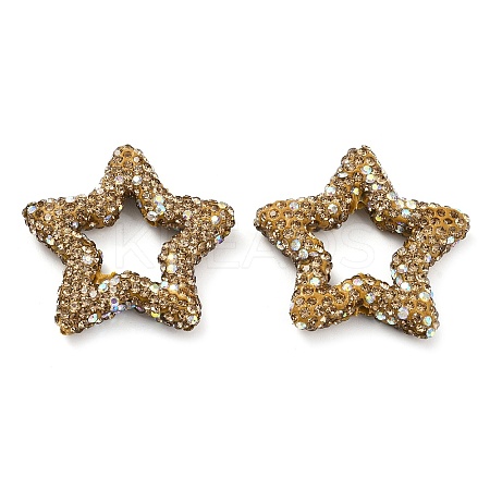 Star Shape Polymer Clay Rhinestone Beads CLAY-NH0001-06E-1