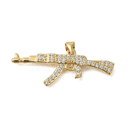 Rack Plating Brass Micro Pave Cubic Zirconia Pendants ZIRC-F142-27G-1