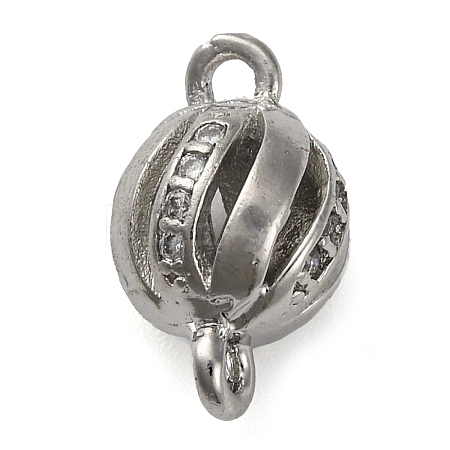 Brass Micro Pave Clear Cubic Zirconia Connector Charms KK-A230-06D-P-1