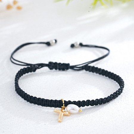 Brass & Imitation Pearl Charm Bracelets PJ9657-12-1
