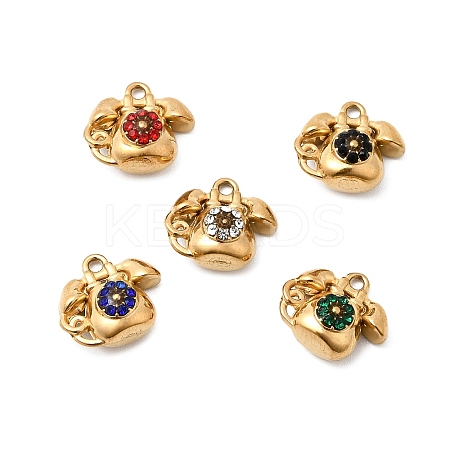 304 Stainless Steel Pave Rhinestone Charms STAS-G369-02G-1