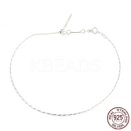 925 Sterling Silver Twisted Bracelets BJEW-G680-01S-1
