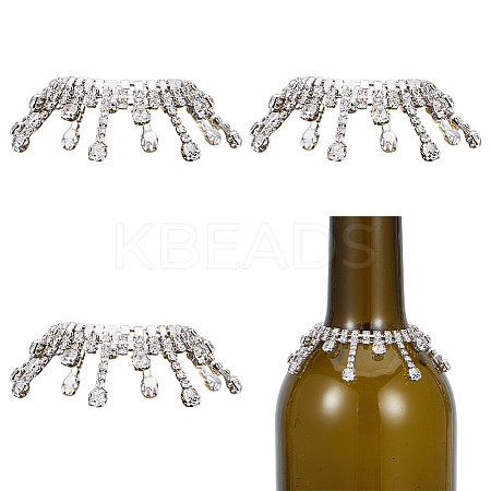 4Pcs Brass Glass Rhinestone Wine Bottle Charms Decoration HJEW-OC00171-1