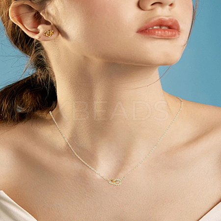 1Pc Brass Crystal Rhinestone Double Rings Pendant Necklaces NJEW-LP0009-54-1