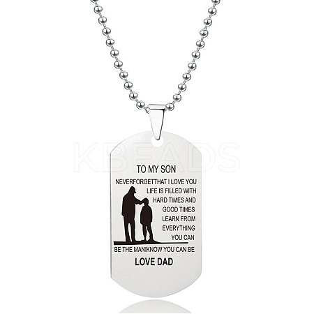 201 Stainless Steel To My Son Dog Tag Pendant Ball Chain Necklaces FS-WG527E6-04-1