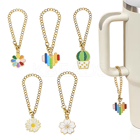 5Pcs 5 Styles Alloy Enamel Wine Glass Charms HJEW-TA0001-15-1