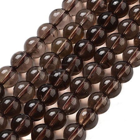 Natural Smoky Quartz Round Beads Strands X-G-E329-8mm-38A-1