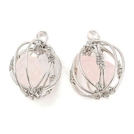 Natural Rose Quartz Pendants G-H293-03P-03-1