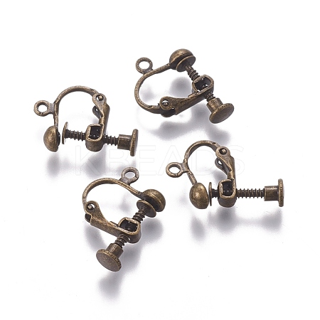 Rack Plated Brass Screw Clip-on Earring Findings KK-P169-04AB-1