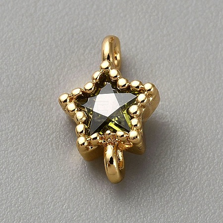 Light Gold Plated Brass Pave Cubic Zirconia Connector Charms KK-CJC0001-43KCG-04-1
