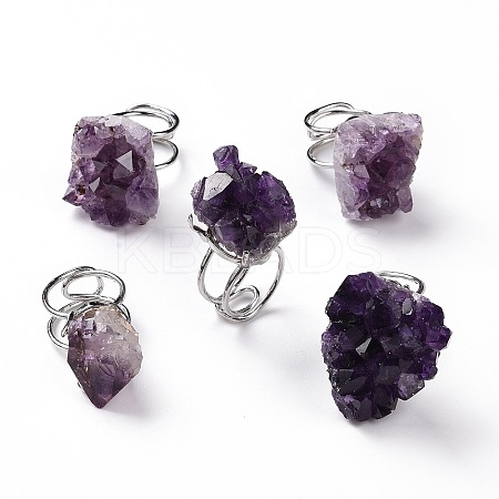 Natural Amethyst Nuggets Cuff Ring LS-RJEW-G271-01P-02-1