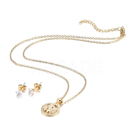 304 Stainless Steel Rhinestone Jewelry Sets SJEW-H301-04G-1
