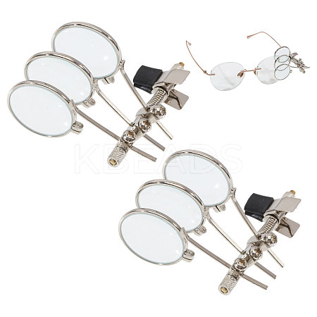 2Pcs Portable Clip-On Magnifying Glass AJEW-CA0005-33-1