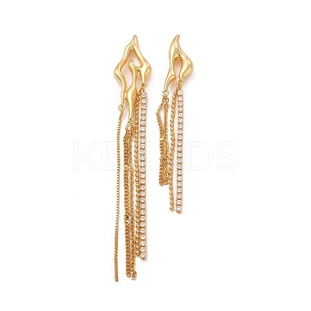 Clear Cubic Zirconia Star Chandelier Earrings LS-EJEW-P221-32G-1