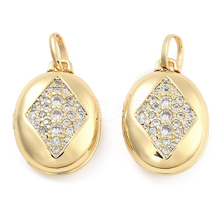 Brass Pave Clear Cubic Zirconia Pendants KK-U009-11A-G-1