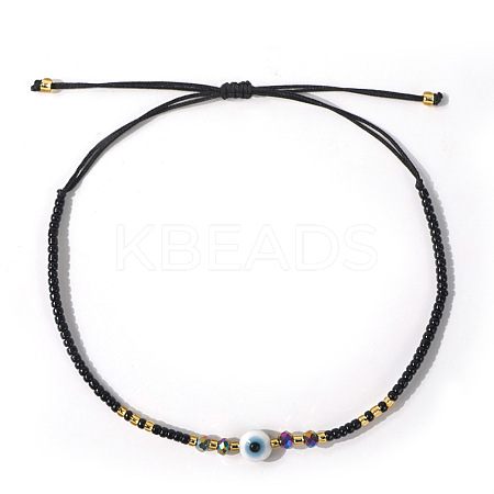 Glass Seed Beads & Resin Braided Bead Bracelets TK7632-8-1