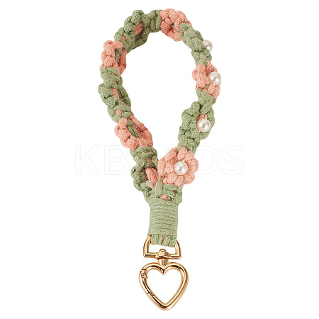 Cotton Braided Flower Pendant Decorations AJEW-TAC0030-032G-04-1