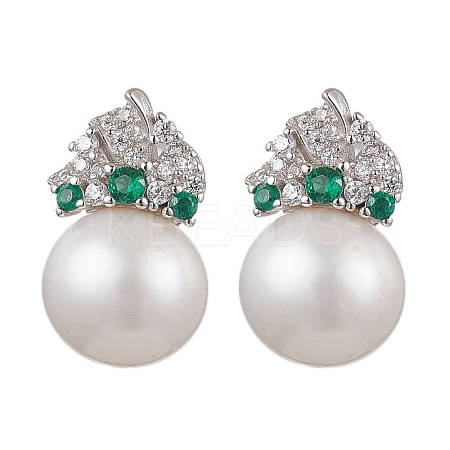 Natural Pearl Ear Studs EJEW-P286-38P-1
