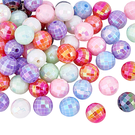 60Pcs UV Plating Opaque Acrylic Beads MACR-UN0001-01-1