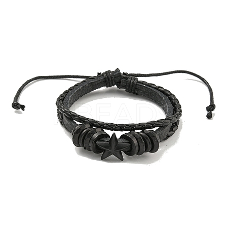 PU Imitation Leather Cord Triple Layer Multi-strand Bracelets BJEW-P329-05A-EB-1