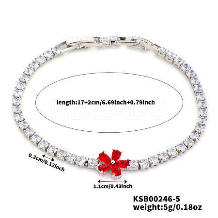 Elegant Brass Micro Pave Cubic Zirconia Charm Bracelets GR4721-5-1