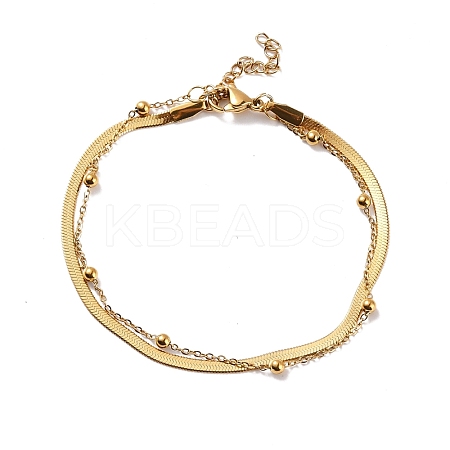 PVD Vacuum Plating 304 Stainless Steel Multi-strand Bracelet BJEW-C016-01G-1