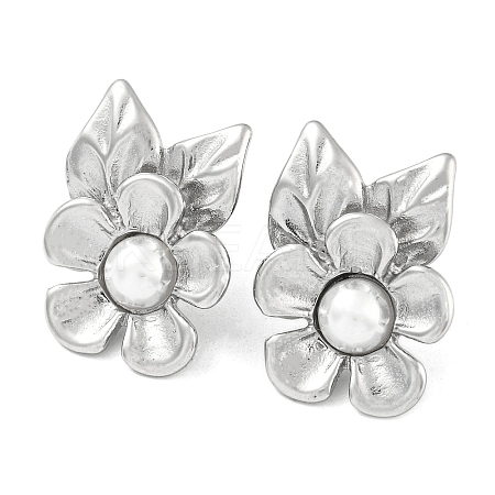 304 Stainless Steel Flower Stud Earrings EJEW-M233-05P-1