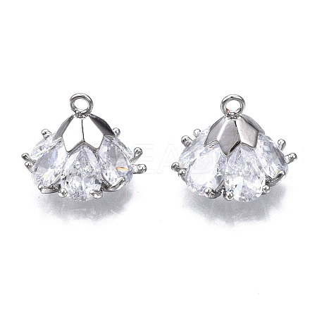Brass Inlaid Clear Cubic Zirconia Charms ZIRC-S069-001P-1