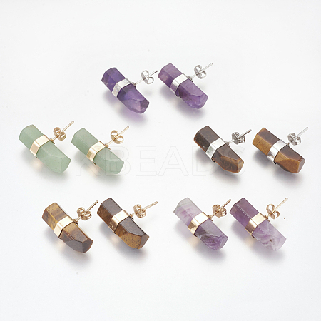 Natural & Synthetic Mixed Stone Stud Earrings EJEW-I212-F-1