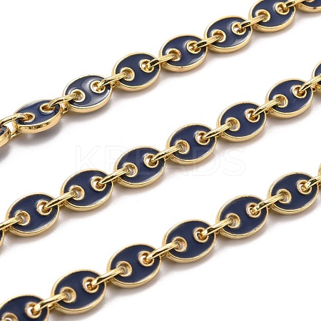 Golden Plated Alloy Enameled Coffee Bean Links Chains LCHA-H004-01G-B-1