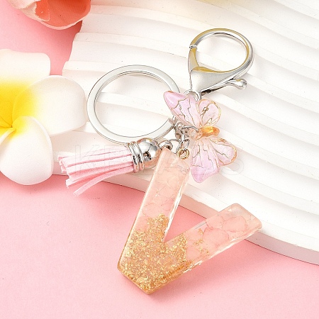 Resin & Acrylic & Faux Suede Tassel Keychain KEYC-YW00123-22-1