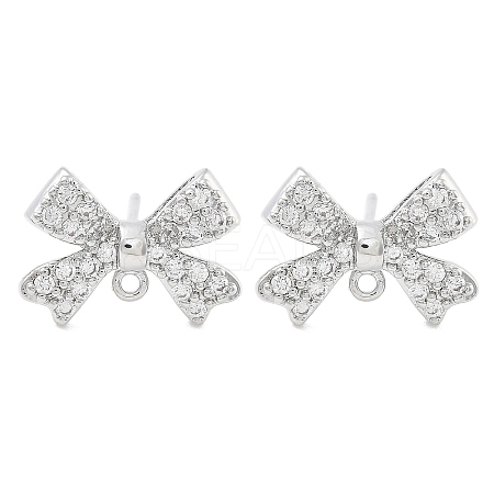 Brass Clear Cubic Zirconia Stud Earring Findings LS-KK-A238-02A-P-1