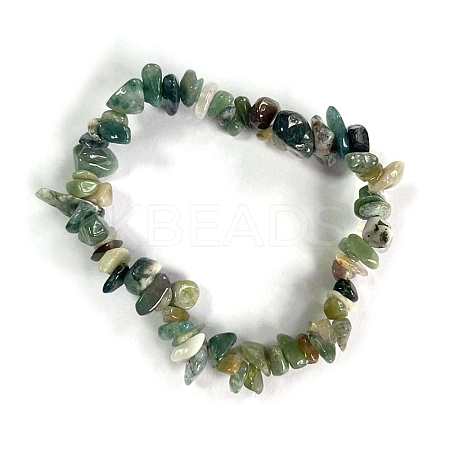 Natural Moss Agate Stretch Bracelets PW-WG56138-09-1