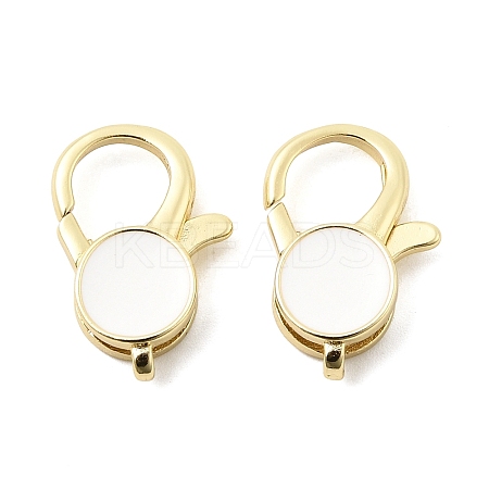 Flat Round Brass Enamel Lobster Claw Clasps KK-Z147-02G-01B-1