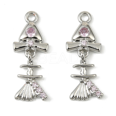 Brass Micro Pave Cubic Zirconia Pendants KK-C107-16P-1