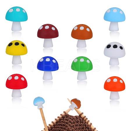 10Pcs 10 Colors Mushroom Food Grade Eco-Friendly Silicone Focal Beads SIL-SZ0001-60-1