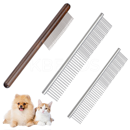  3Pcs 3 Style Cat Dog Pet Grooming Fine Tooth Hair Combs AJEW-NB0003-51-1