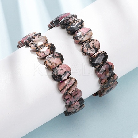 Natural Rhodonite Faceted Beaded Stretch Bracelets for Women BJEW-K251-07H-1