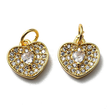 Brass Micro Pave Clear Cubic Zirconia Charms KK-G472-01G-1