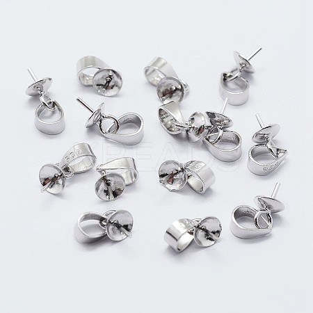 925 Sterling Silver Cup Pearl Bail Pin Pendants STER-F036-07S-6mm-1