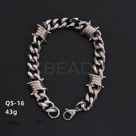 Hip-hop 304 Stainless Steel  Cuban Link Chains Bracelets for Men Women FS-WGE9529-01-1