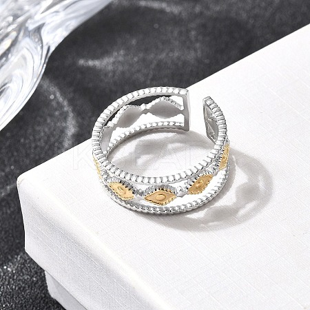 Adjustable 304 Stainless Steel Cuff Rings for Women RJEW-B150-01GP-07-1