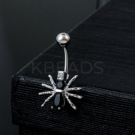 Spider 304 Stainless Steel Micro Pave Cubic Zirconia Belly Rings FS-WGE57A2-01-1