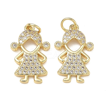 Brass Micro Pave Clear Cubic Zirconia Pendants CU-CBA9AFC-01G-03-1
