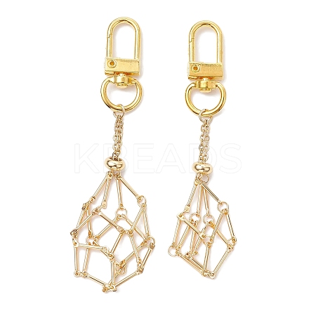 2Pcs 2 Styles Brass Bar Link Chains Pouch Stone Pendant Decorations HJEW-JM02034-01-1