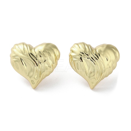 Rack Plating Brass Textured Heart Stud Earrings EJEW-M237-06G-1